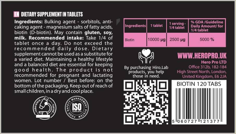 Biotin 10 000 mcg - 120 tableta