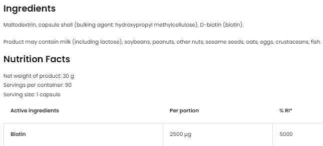 Biotin 2500 mcg/Vege 90 kapsula