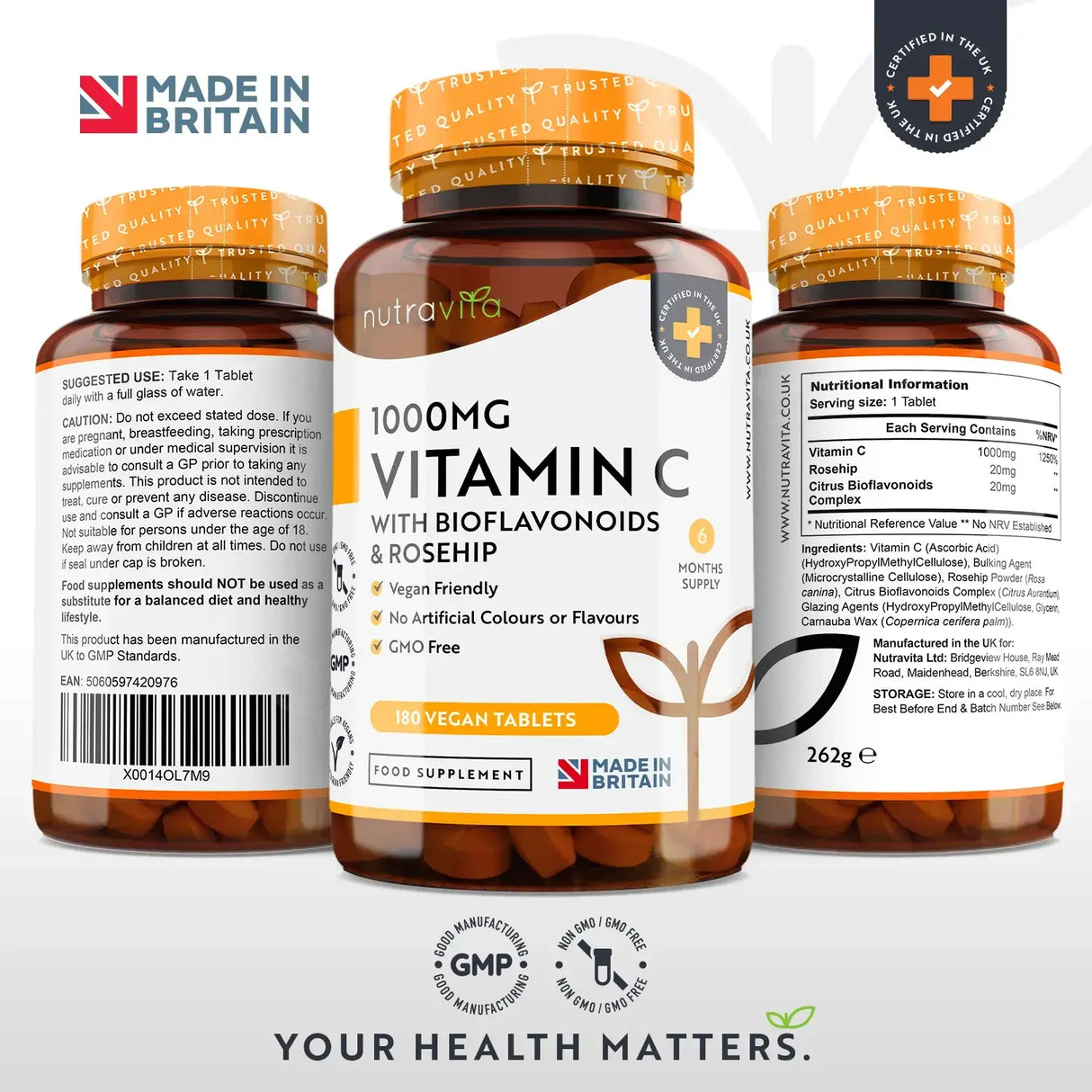 Vitamin C 1000 mg s bioflavonoidima i šipkom 180 <tc>Nutravita</tc> tablete
