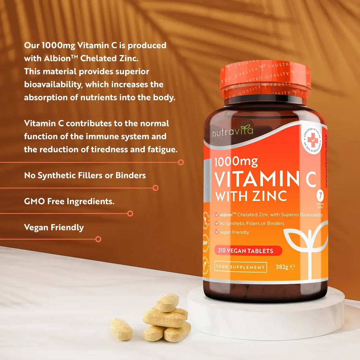 Vitamin C 1000 mg sa cinkom (Albion® Zinc) 15 mg 210 tableta <tc>Nutravita</tc>