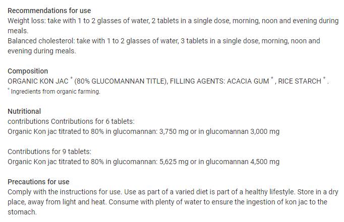Smanjenje kalorija - Glucomannan Konjac | Prikladno za vegane - 60 tableta