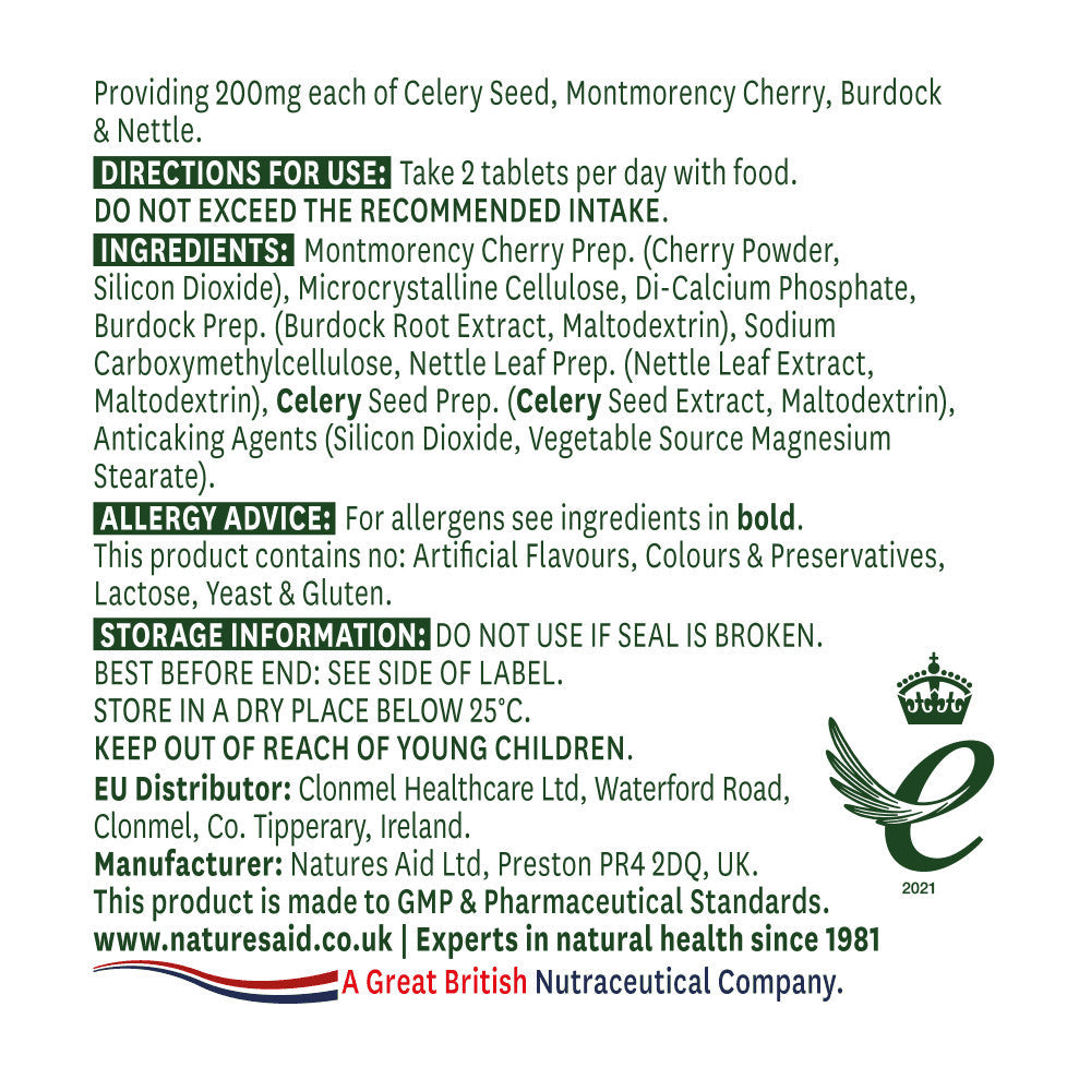 Sjemenke celera, višnje, čička i koprive (Celery Seed Complex) 60 tableta NaturesAid