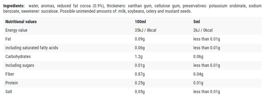 Sirup od čokolade/0 kalorija - 500 ml