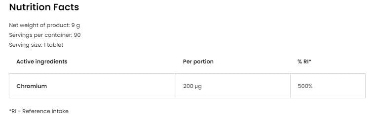 Chromium Lozenges 200 mcg 90 sublingvalnih tableta