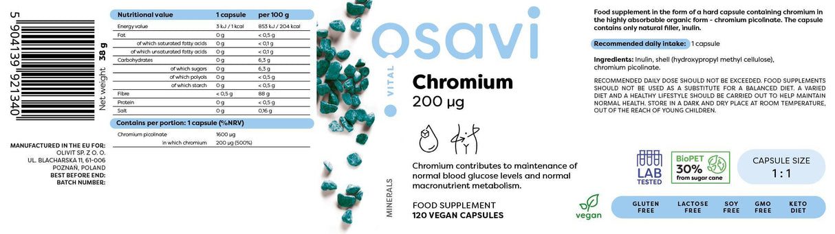 Krom pikolinat 200 mcg - 250 kapsula