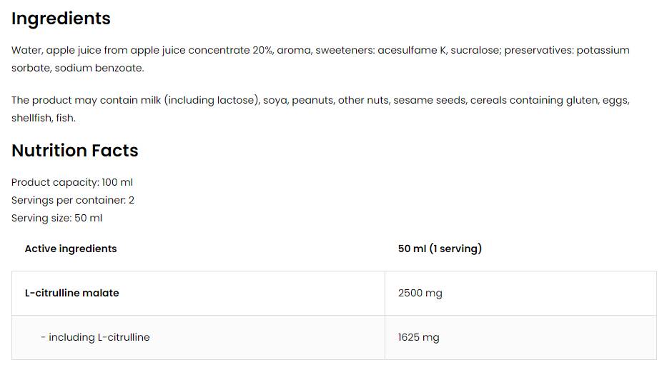Citrulin injekcija | 5000 mg L-citrulin malata 100 ml