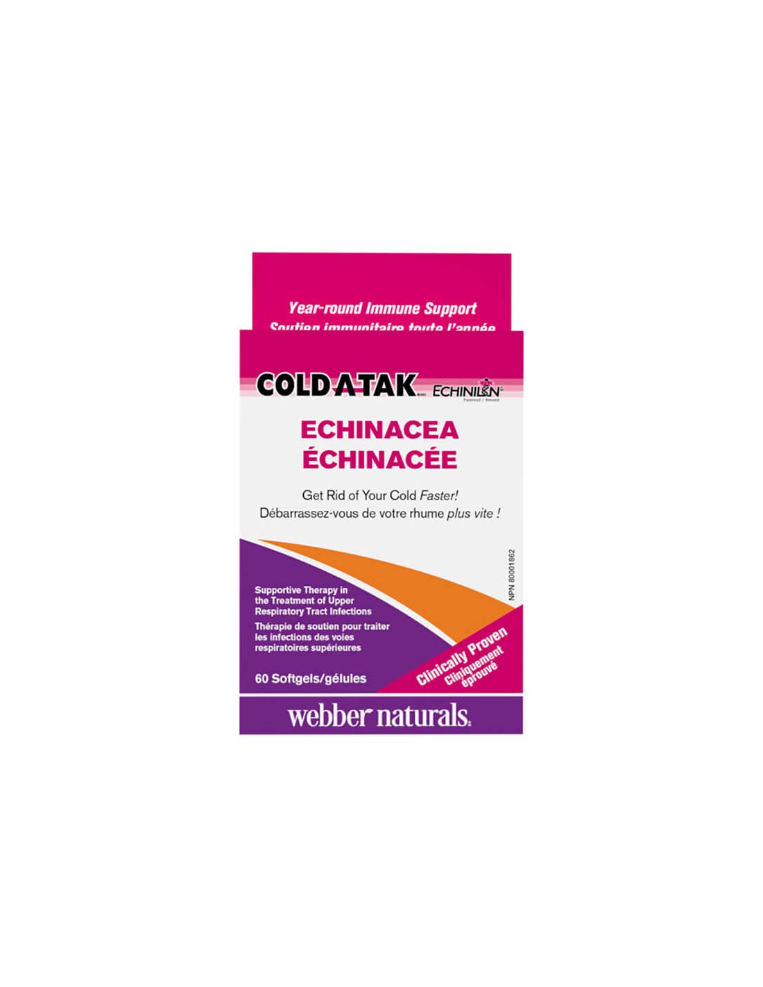 Cold-A-Tak® Ehinacea - Echinacea, 250 mg - Za prehladu i gripu, 60 mekih kapsula