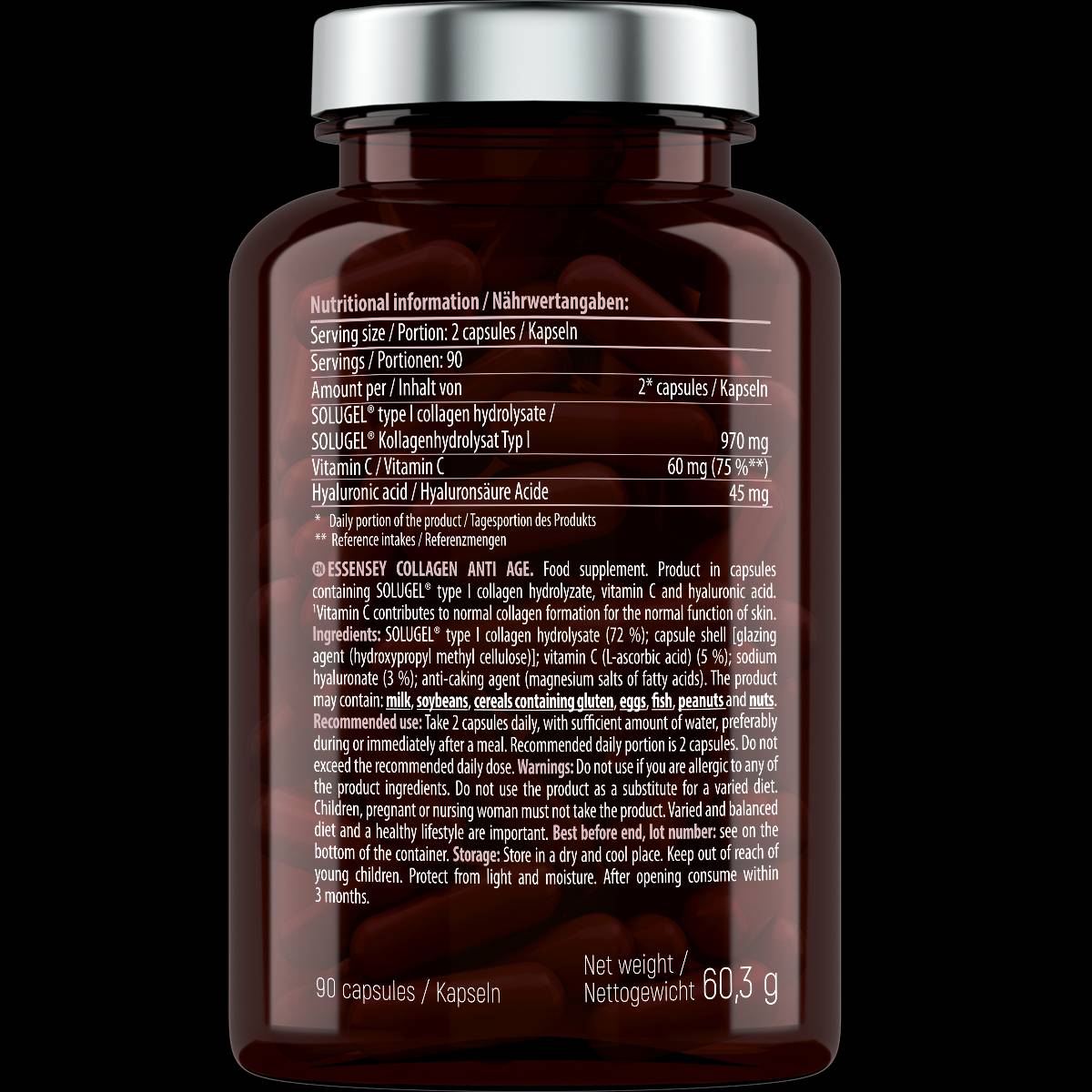 Kolagen protiv starenja | s vitaminom C & Hijaluronska kiselina - 90 kapsula