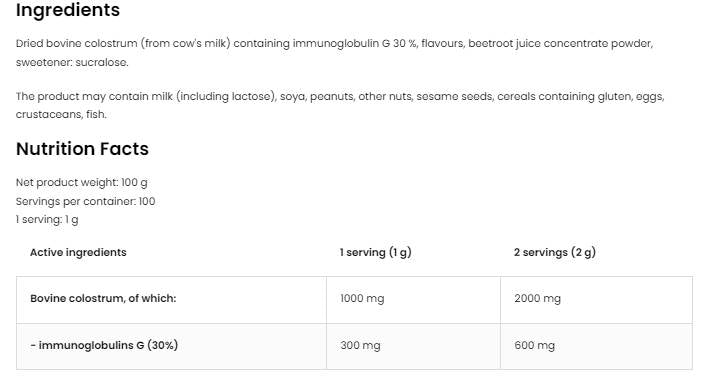 Goveđi kolostrum u prahu | 30% Imunoglobulin G 100 grama