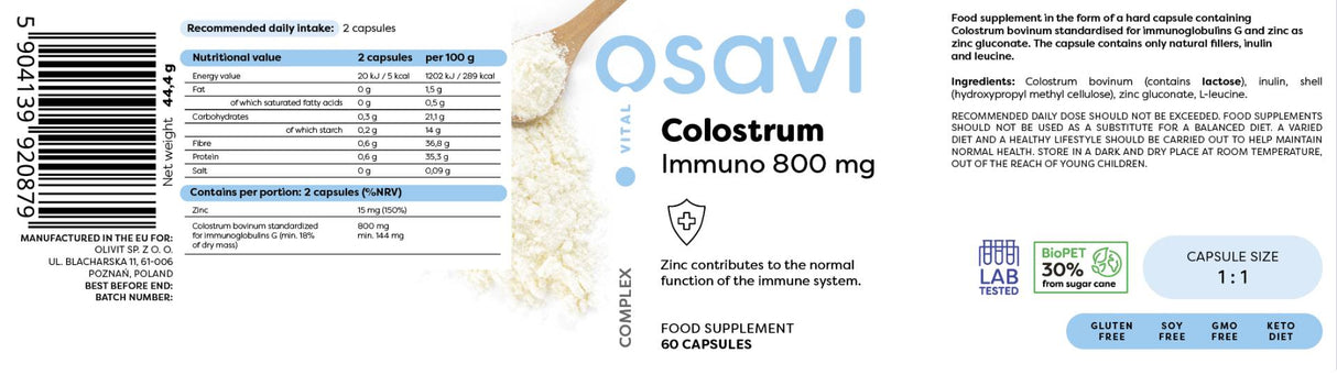 Kolostrum Immuno 800 mg - 60 kapsula