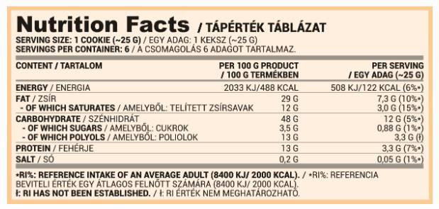 Kolačići | Proteinski kolačići s niskim udjelom šećera 135 grama