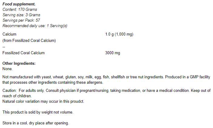 Koraljni kalcij u prahu - 170 grama