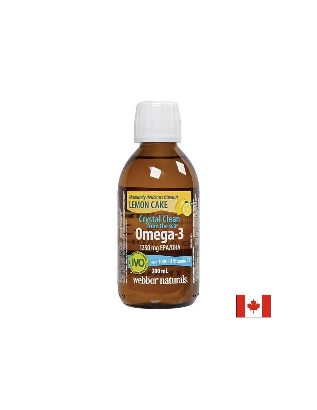 Kristalno čisto iz mora® Omega-3 1250 mg (EPA/DHA 750/500) - Omega-3 + vitamin D3 1000 IU, 200 ml <tc>Webber Naturals</tc>