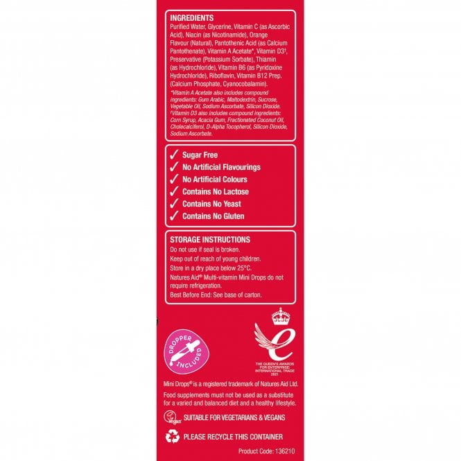 Multivitaminske kapi za djecu (Mini Drops Multi-vitamin) 50ml NaturesAid