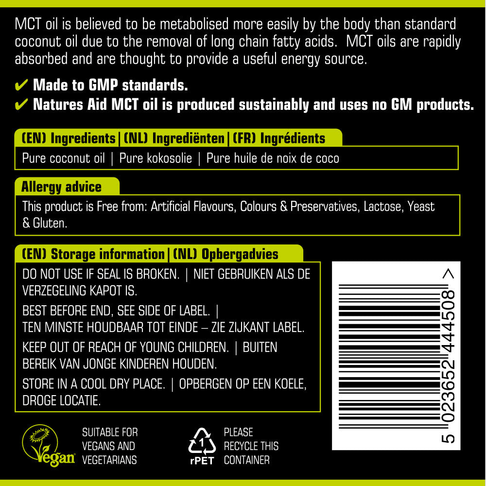 Srednjelančani trigliceridi iz kokosovog ulja (100% MCT ulje) 500 ml NaturesAid