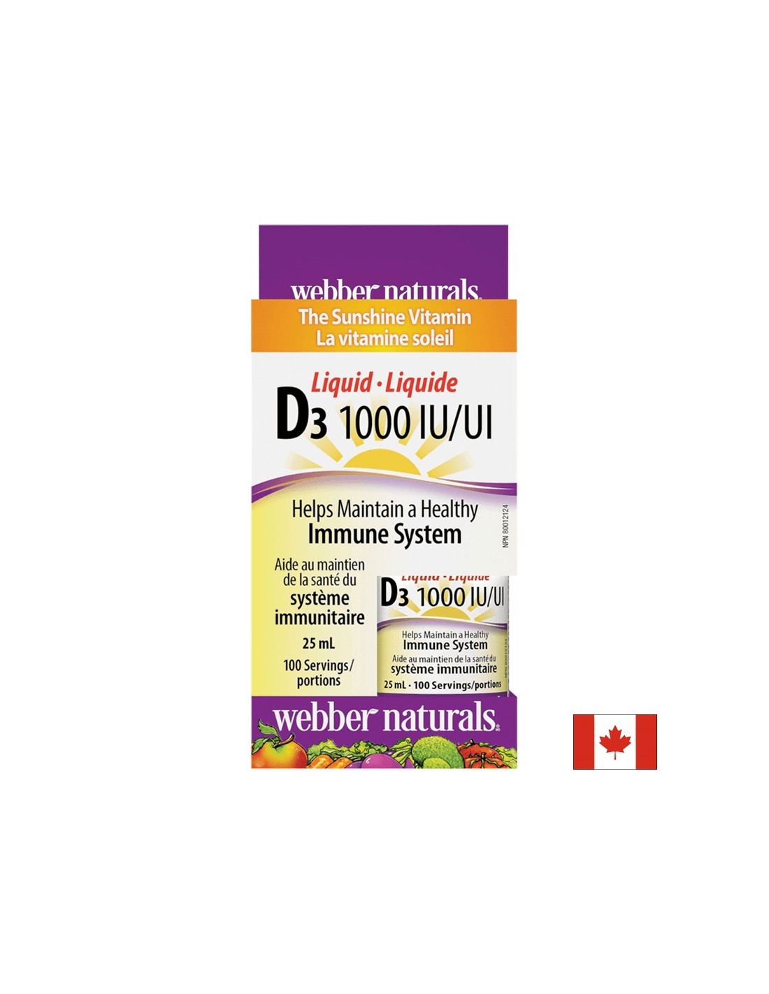 Vitamin D3 /tekućina/ 1000 IU x 25 ml, 100 doza <tc>Webber Naturals</tc>