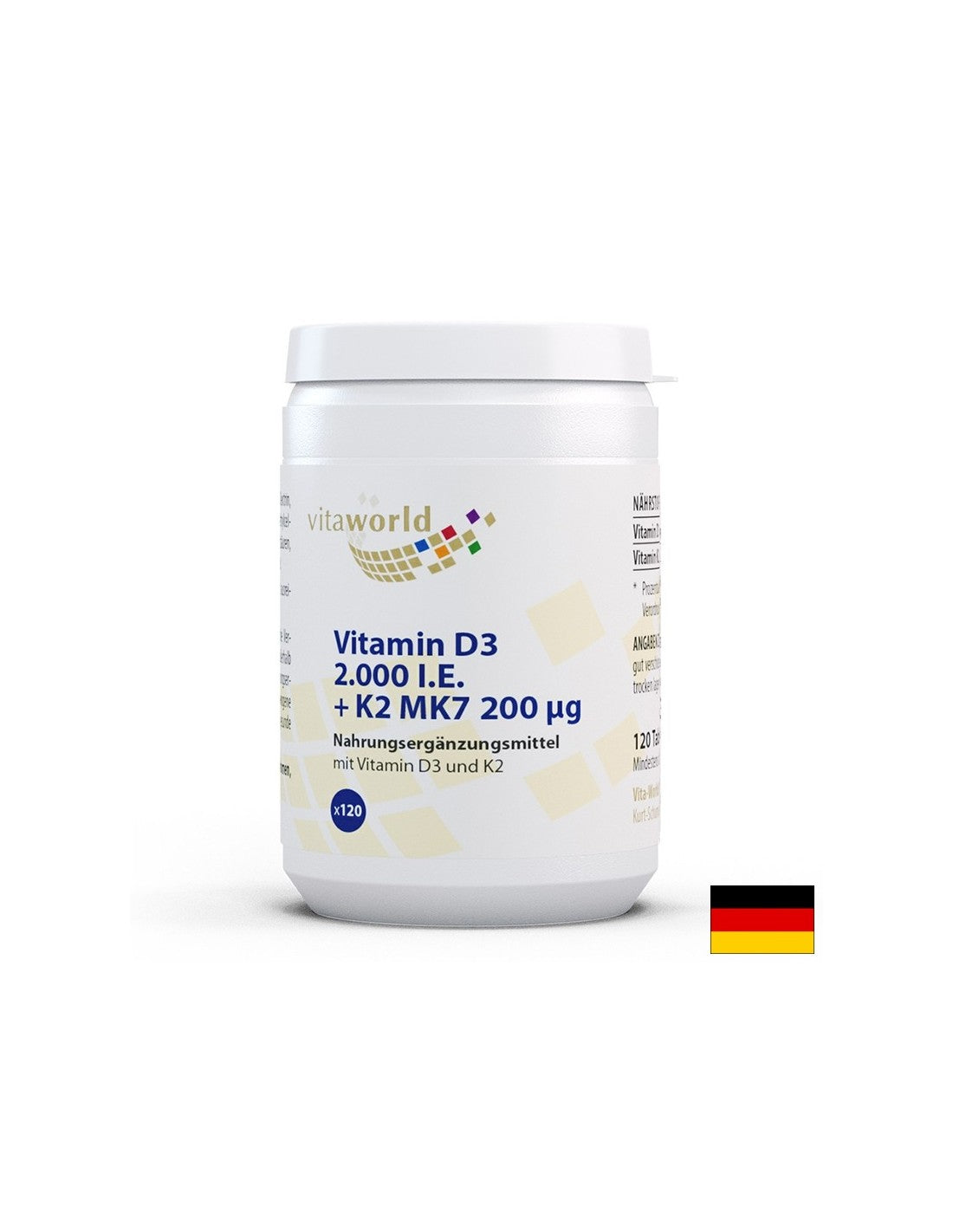 Koštani sustav - Vitamin D3 50 µg + K2 MK7 200 µg, 120 tableta