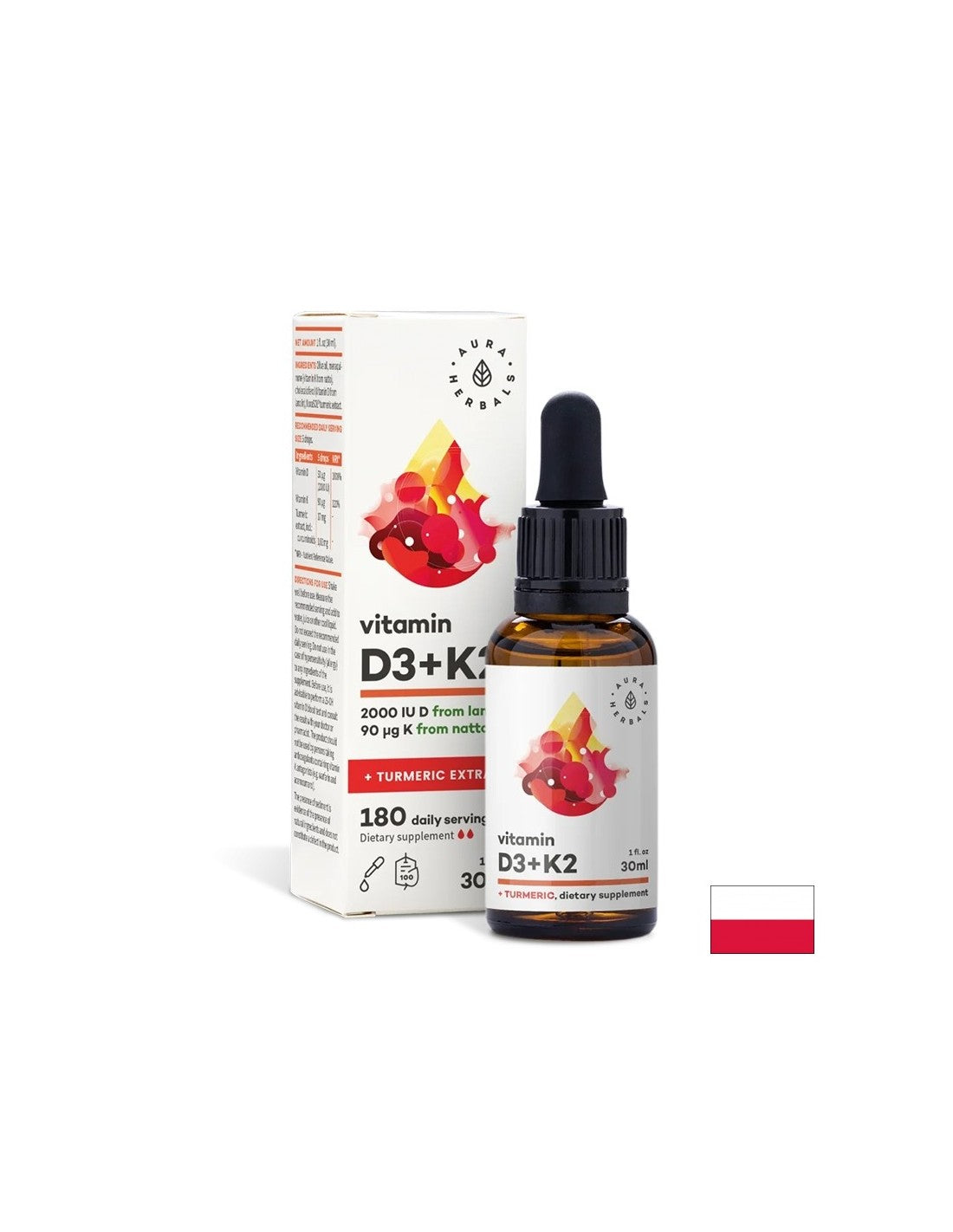 Kosti i zglobovi - Vitamin D3 800 IU + K2 36 µg + Kurkuma, 30 ml kapi