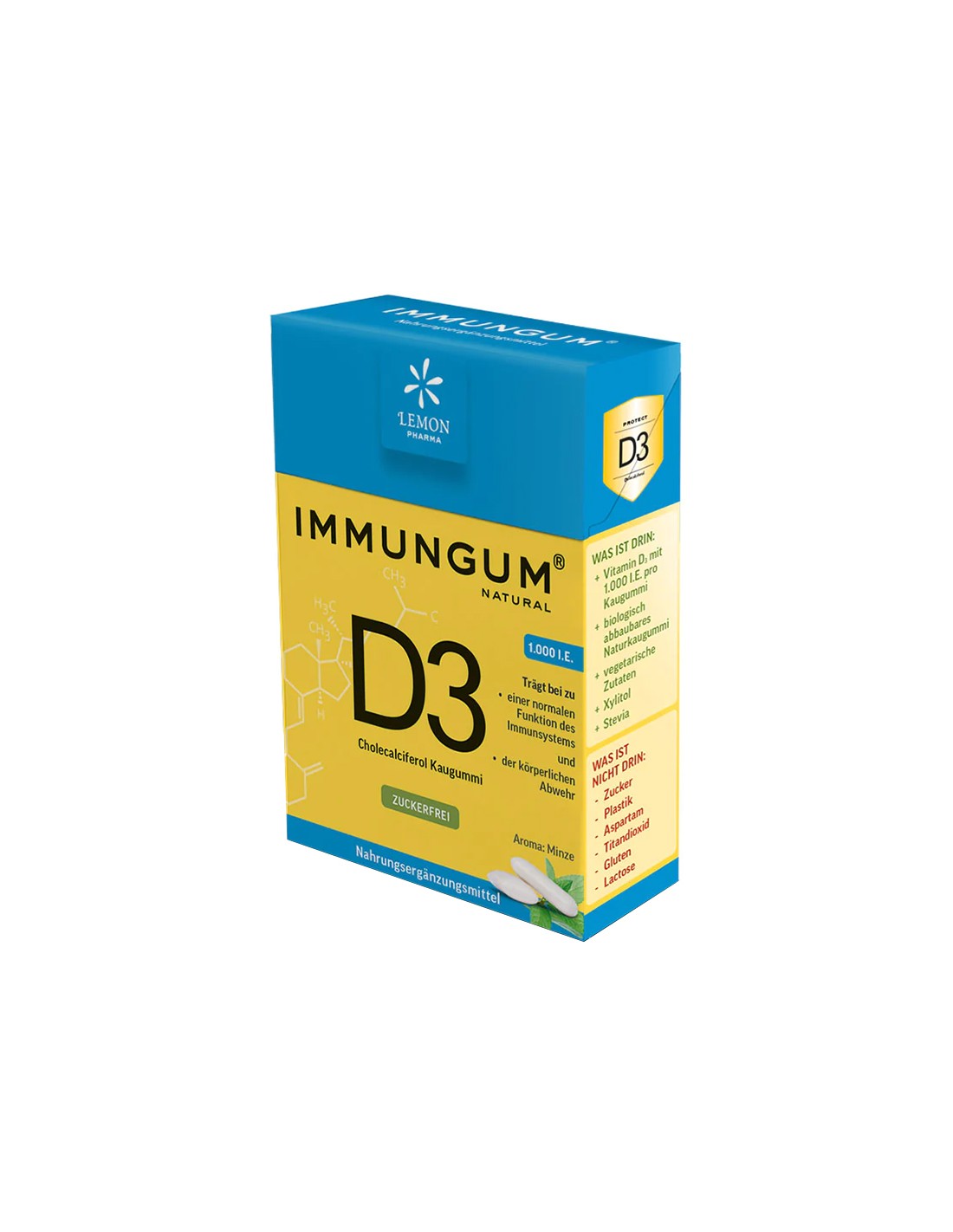 Žvakaće gume s vitaminom D3 s okusom mente - Immungum, 20 komada <tc>Lemon Pharma</tc>