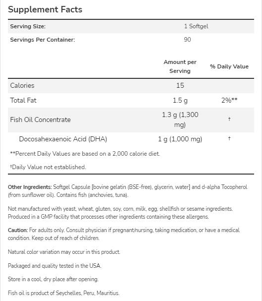 DHA - 1000 | Brain Support - 90 gel kapsula