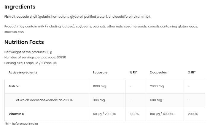 DHA + Vitamin D3 | 300 mg DHA iz ribljeg ulja 60 gel kapsula