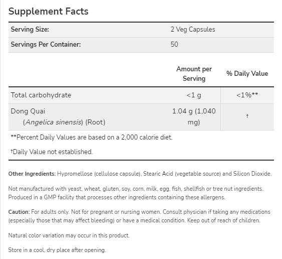 Dong Quai 520 mg - 100 kapsula