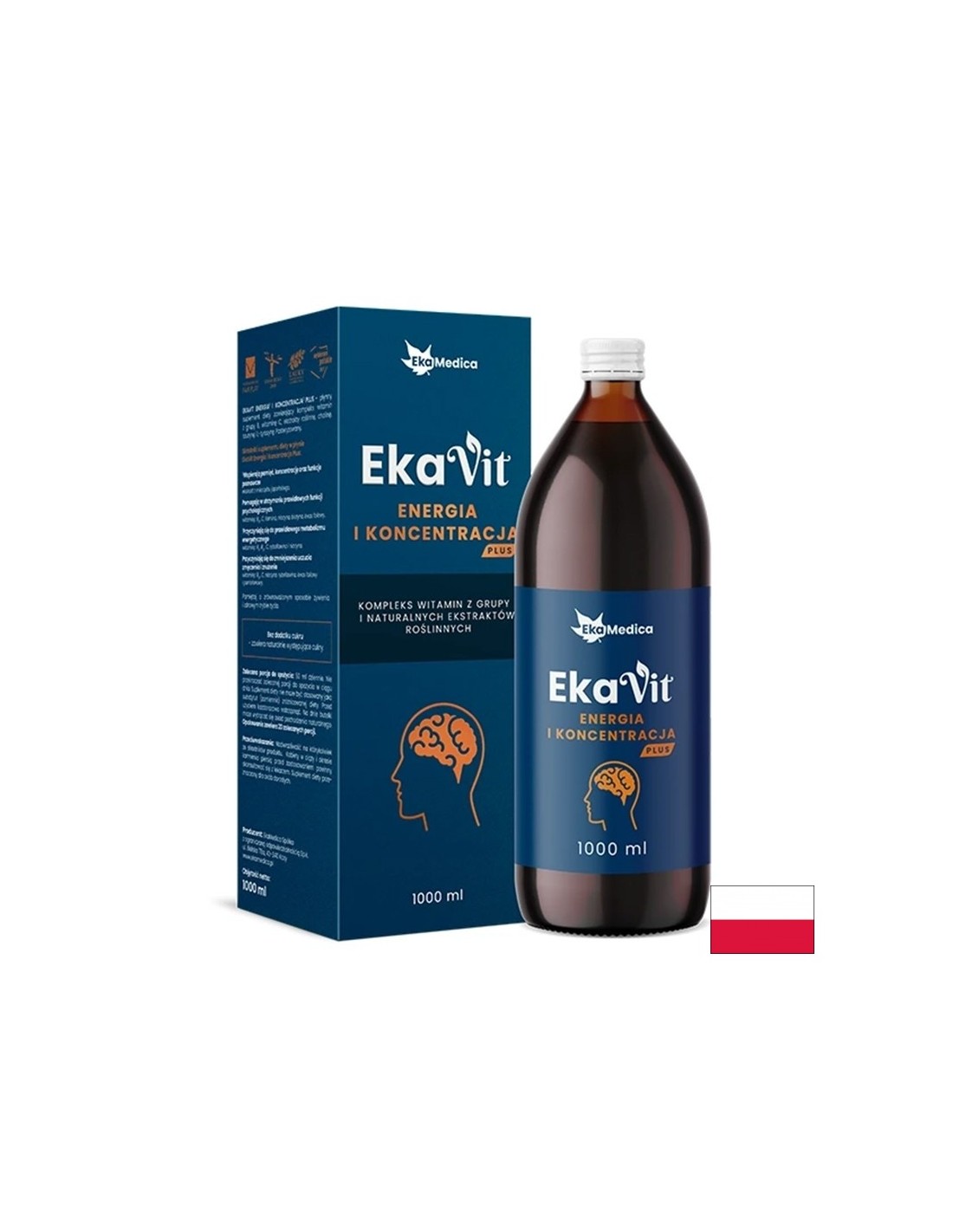 Tekući vitamin s biljnim ekstraktima za energiju i fokus - EkaVit, 1 litra, 20 doza