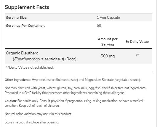 Eleuthero 500 mg | Sibirski ginseng - 250 kapsula