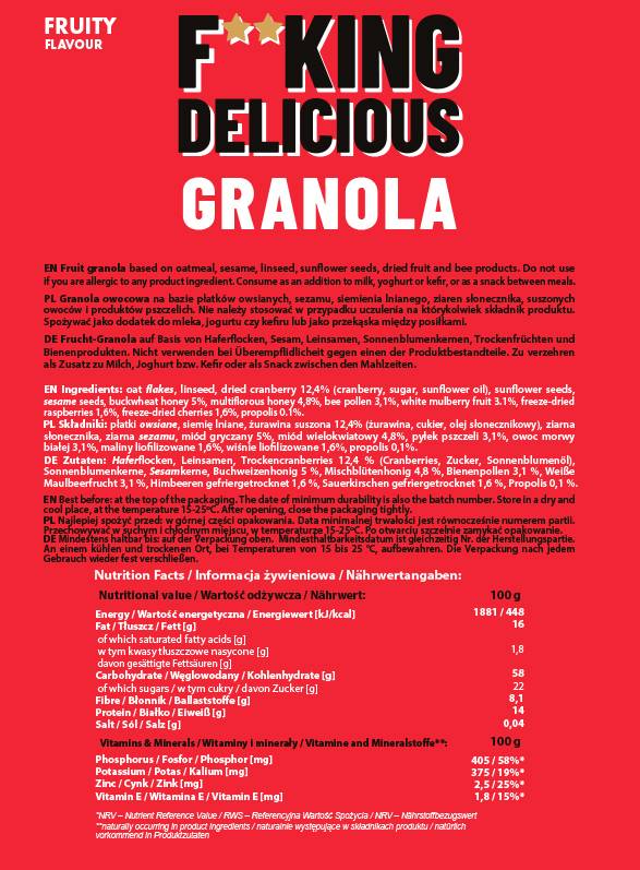F**KING Ukusna granola | Voćni - 300 grama