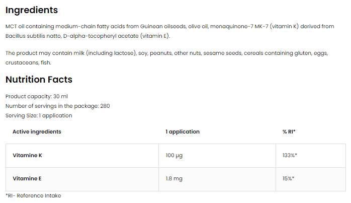 Vitamin K2 MK-7 sprej 30 ml