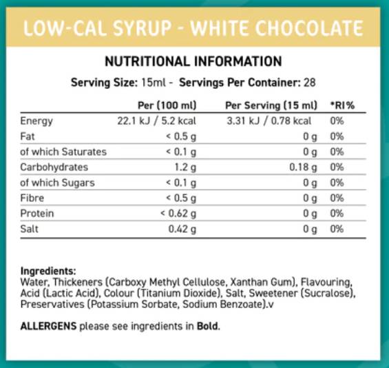 Fit Cuisine Low-Cal sirup | Bijela čokolada - 425 ml