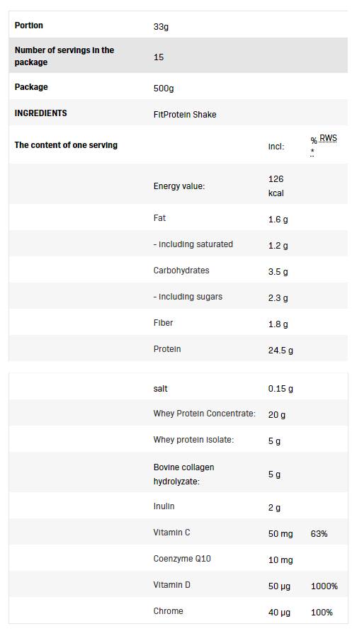 FitProtein Shake | Protein sirutke s kolagenom - 500 grama