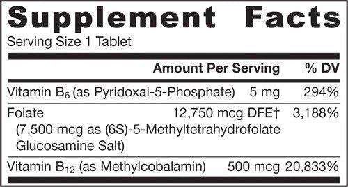 Folate Forte - metil folat + metil B12 + P-5-P - folat 30 tableta