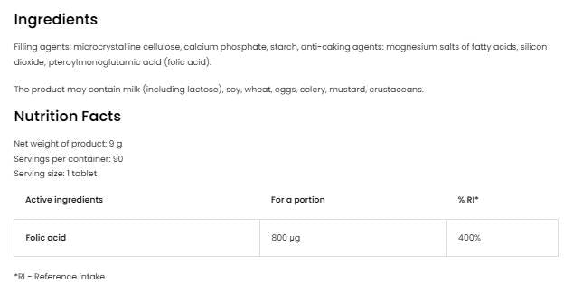 Folna kiselina 800 mcg - 90 tableta