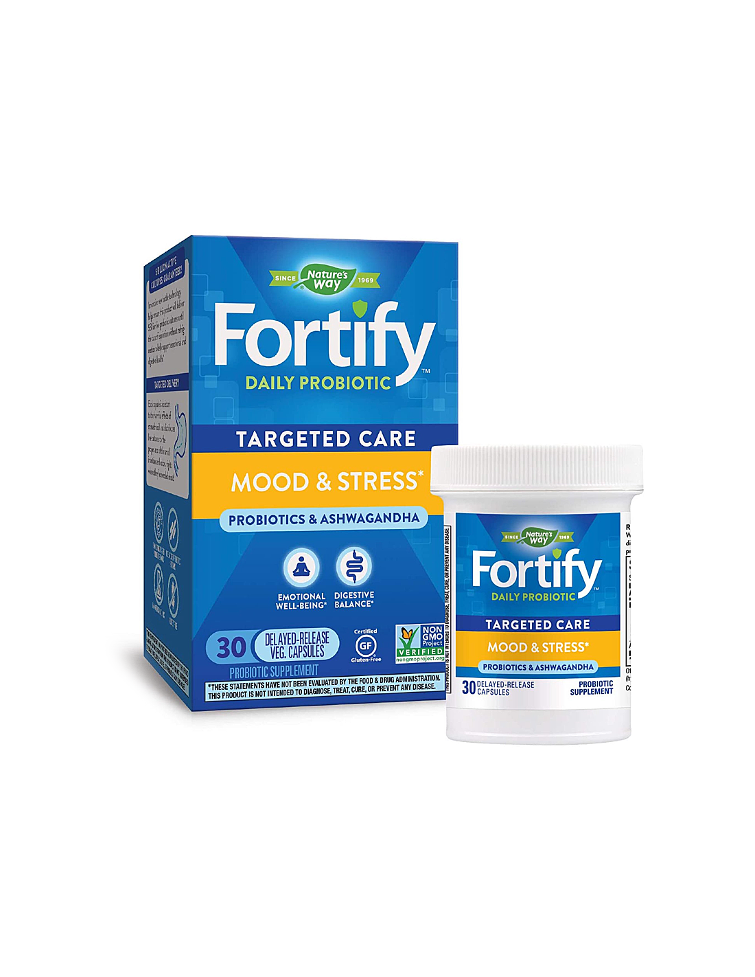 Fortify™ Daily Probiotic Mood and Stress - Fortify Probiotik protiv stresa, 5 milijardi aktivnih probiotika, 30 kapsula Nature's Way