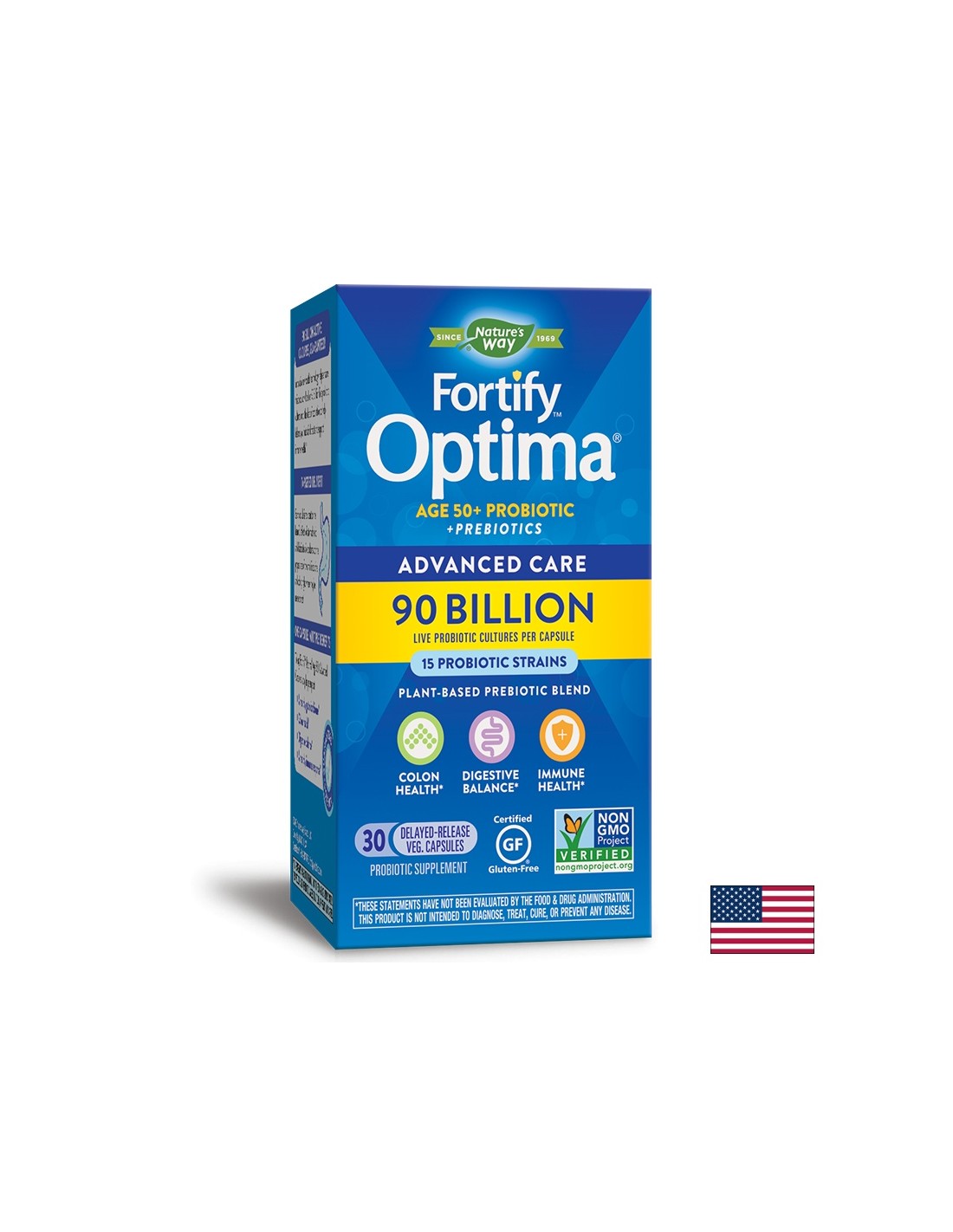 Fortify Optima® Advanced Care Dob 50+ Fortify Optima probiotik + prebiotici, 90 milijardi aktivnih probiotika, 30 kapsula Nature's Way