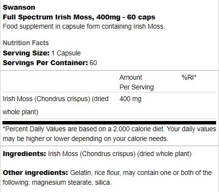 Full Spectrum Irish Moss 400 mg - 60 kapsula