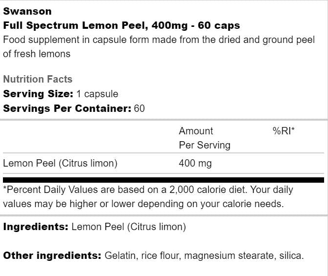 Full Spectrum Lemon Peel 400 mg 60 kapsula