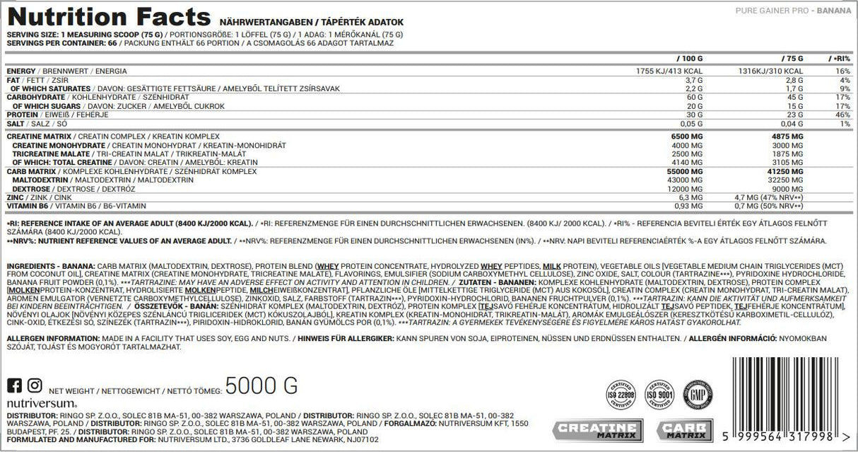 Gainer Pro Pure - 5000 grama