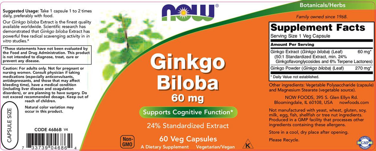 Ginkgo Biloba 60 mg - 60 kapsula