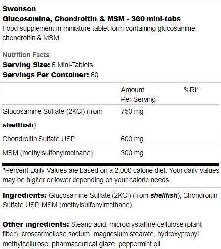 Glukozamin, hondroitin & MSM | Mini tablete - 360 tableta