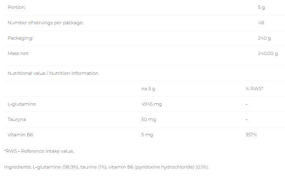 Glutamine Pure - 240 grama