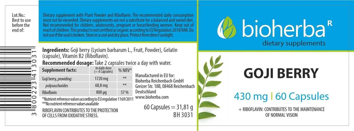 Goji bobice 430 mg - 60 kapsula