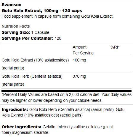 Gotu Kola ekstrakt 100 mg 120 kapsula