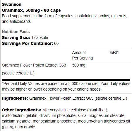 Graminex 500 mg | Ekstrakt cvjetnog polena 60 kapsula
