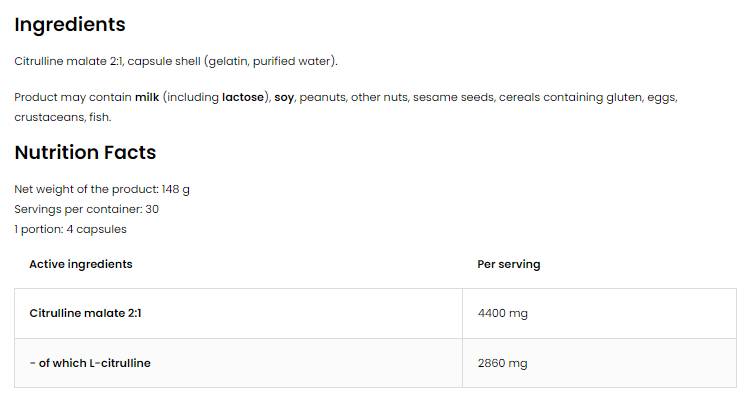 Citrulin 4400 | Citrulline Malate kapice 120 kapsula