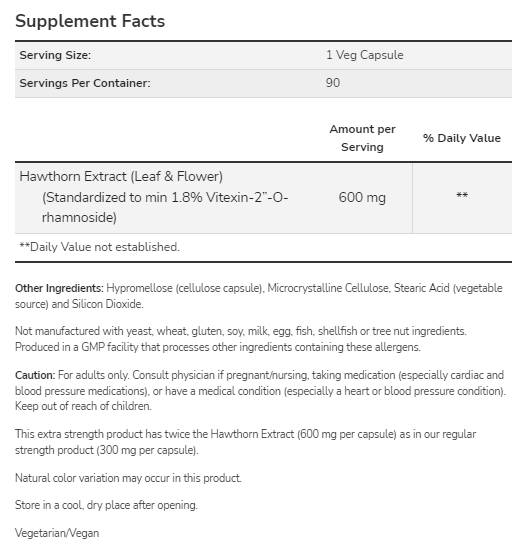 Ekstrakt gloga 600 mg | Extra Strength - 90 kapsula