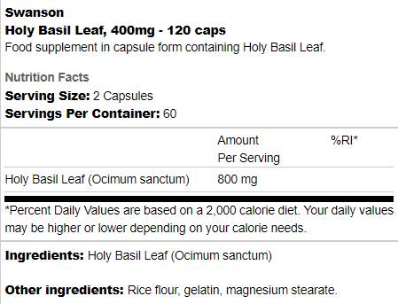 List bosiljka 400 mg 120 kapsula
