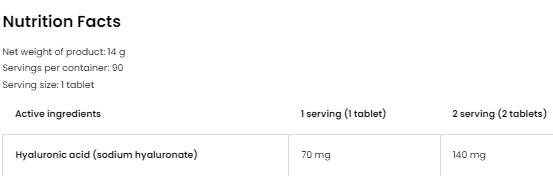Hijaluronska kiselina 70 mg 90 tableta