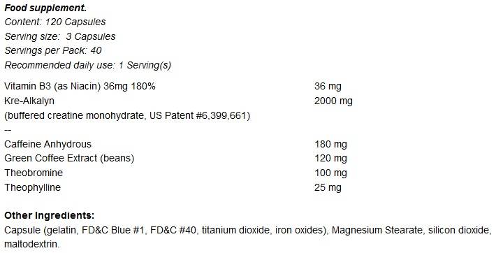 Hyper Kre-Alkalyn PRE/s kofeinom - 120 kapsula
